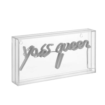 Yass Queen 11.8" Contemporary Glam Acrylic Box USB Operated LED Neon Light - JONATHAN Y
